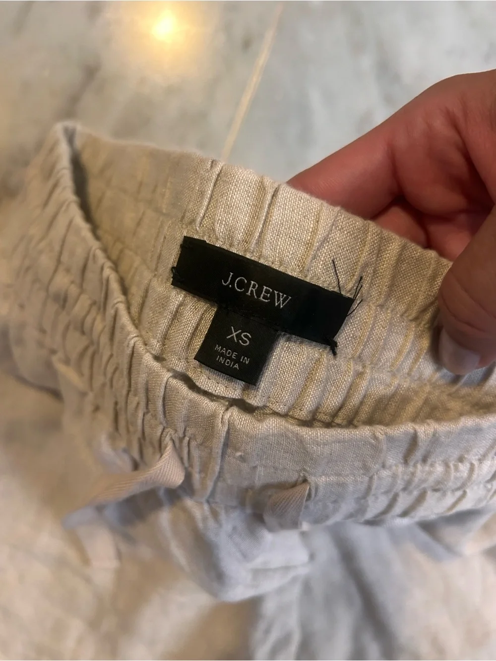 J Crew Beige Linen Drawstring Pants